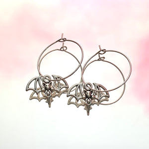 Vampire Bat Hoop Earrings