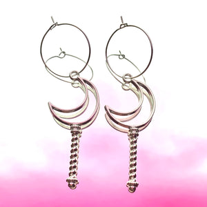 Moon Wand Hoop Earrings