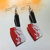 Bloody Cleaver Knife Hook Earrings