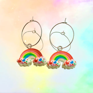 Heart Rainbow Hoop Earrings