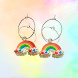 Heart Rainbow Hoop Earrings