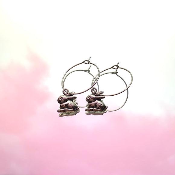 Bunny Rabbit Hoop Earrings