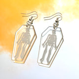 Clear Skeleton Coffin Hook Earrings