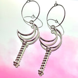 Moon Wand Hoop Earrings