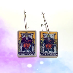 The Emperor Tarot Card Hoop Earrings