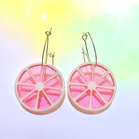 Grapefruit Slice Hoop Earrings