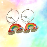 Heart Rainbow Hoop Earrings