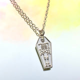 Skeleton Coffin Necklace 18”