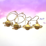 Gold Saturn Hoop Earrings