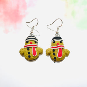 Gingerbread Snowman Hook Earrings