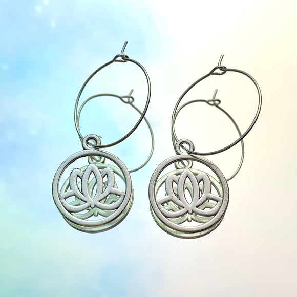 Lotus Flower Hoop Earrings