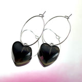 Black Heart Hoop Earrings