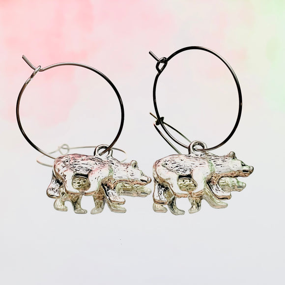 Polar Bear Hoop Earrings