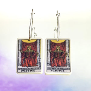 Justice Tarot Card Hoop Earrings