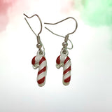 Red & White Candy Cane Hook Earrings