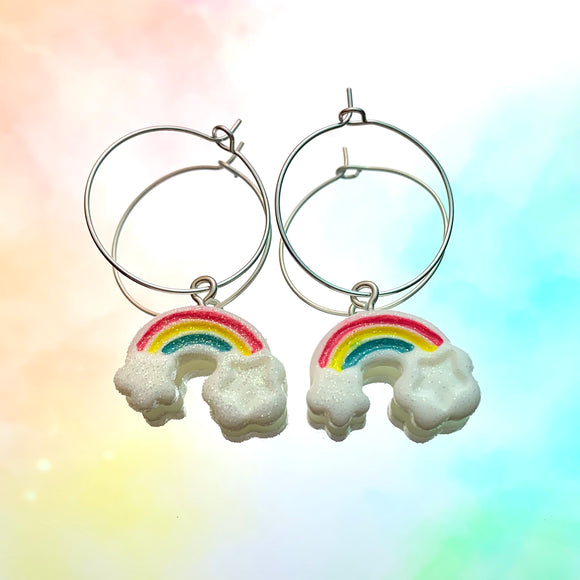 Glitter Rainbow Hoop Earrings