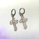 Gothic Cross Lever Back Earrings