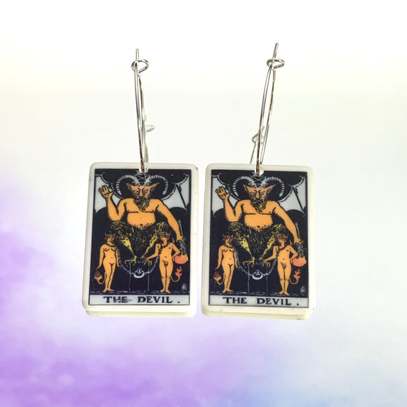 The Devil Tarot Card Hoop Earrings