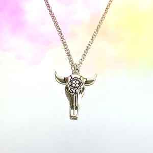 Ox Skull Necklace 18"