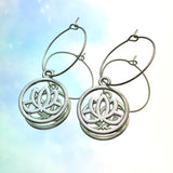 Lotus Flower Hoop Earrings