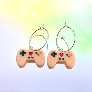 Peach Gamer Controller Hoop Earrings