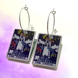 The Tower Tarot Card Hoop Earrings