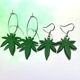 Green Ouid Leaf Hook Earrings