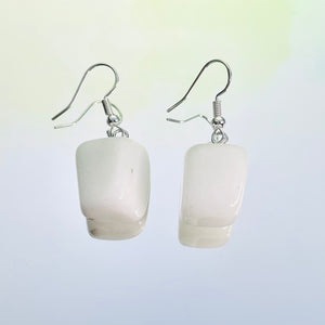 White Jade Tumble Hook Earrings