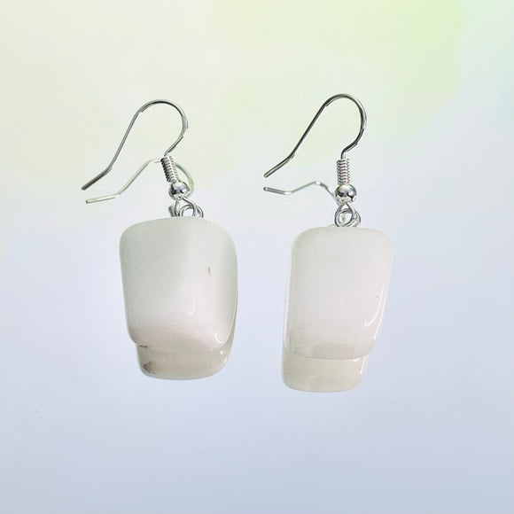 White Jade Tumble Hook Earrings