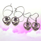 Heart Rose Hoop Earrings