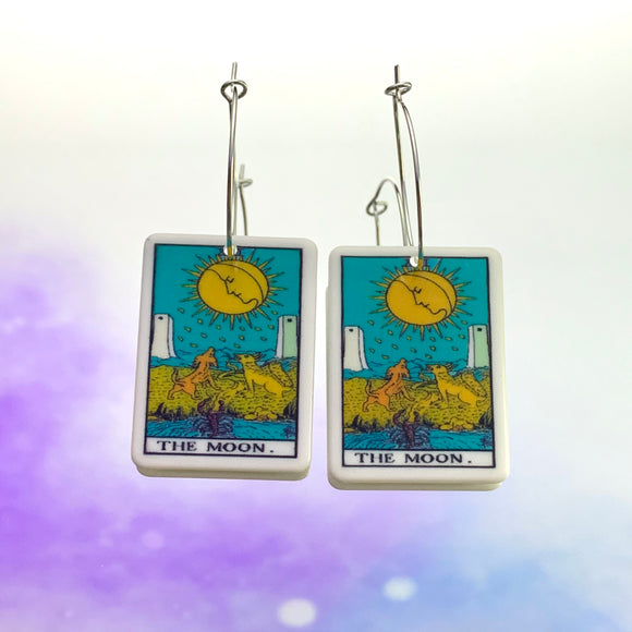 The Moon Tarot Card Hoop Earrings