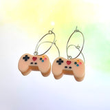 Peach Gamer Controller Hoop Earrings