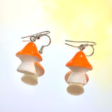 3D Mushroom Hook Earrings Various Colours