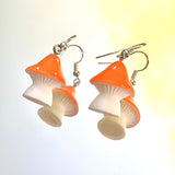 3D Mushroom Hook Earrings Various Colours