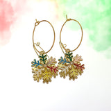 Multi Colour Snowflake Hoop Earrings