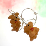 Teddy Bear Hoop Earrings