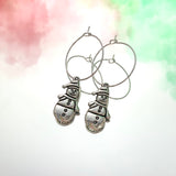 Silver Snowman Hoop Earrings