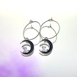 Black Moon & Cat Hoop Earrings