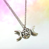 Moon Pentagram Necklace 18"