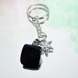 Blue Sandstone Crystal Christmas Keyring