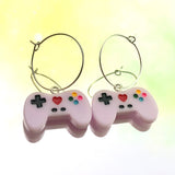 Purple Game Controller Hoop Earrings