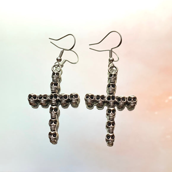 Skull Cross Hook Earrings