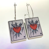 3 of Swords Tarot Card Hoop Earrings